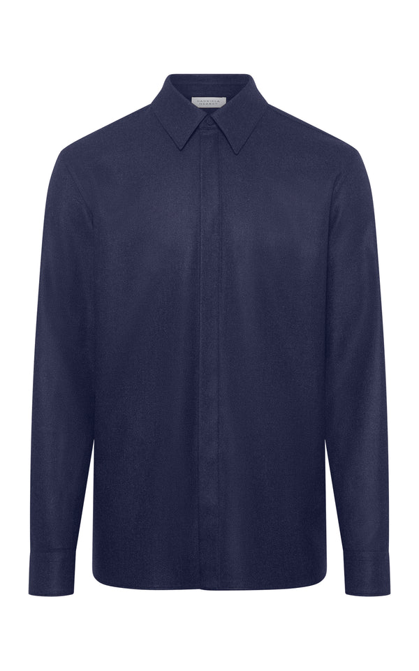 gabriela hearst Abbe Shirt in Navy Virgin Wool Cashmere