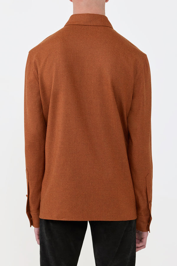 Gabriela Hearst Abbe Shirt In Rust Virgin Wool Cashmere