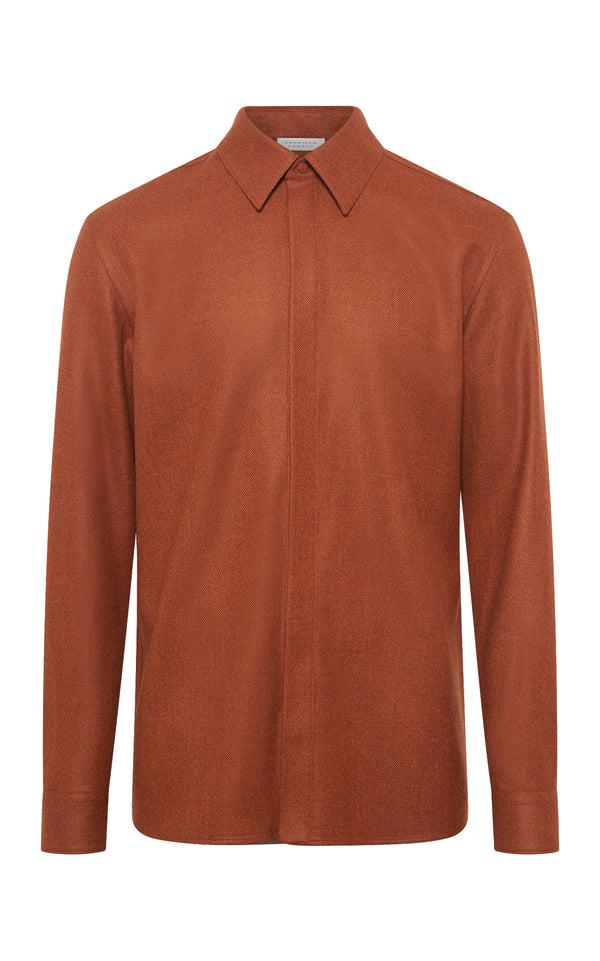 Gabriela Hearst Abbe Shirt In Rust Virgin Wool Cashmere