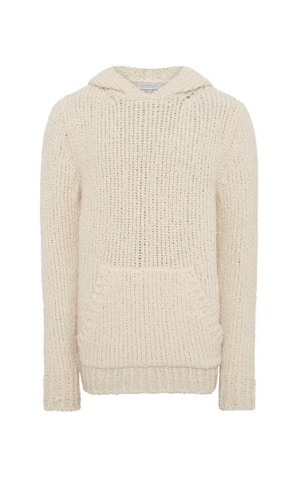 gabriela hearst Aditi Knit Hoodie in Ivory Cashmere Boucle