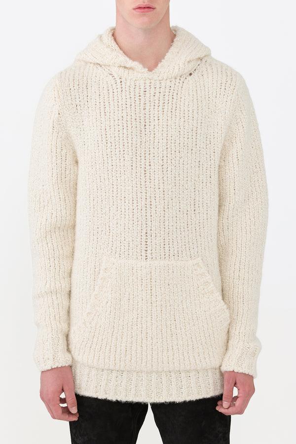 Gabriela Hearst Aditi Knit Hoodie In Ivory Cashmere Boucle
