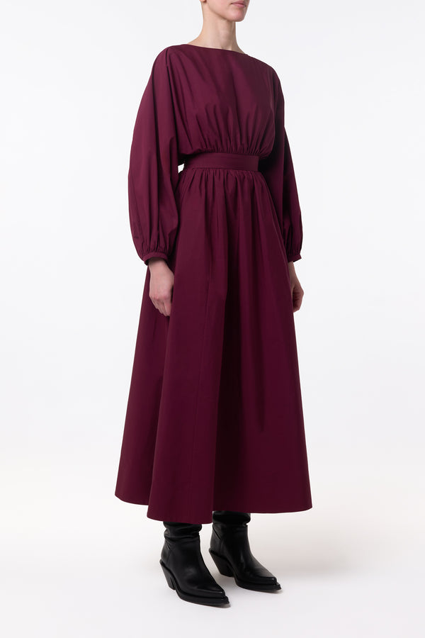 Gabriela Hearst Ahmose Maxi Dress In Bordeaux Sea Island Cotton