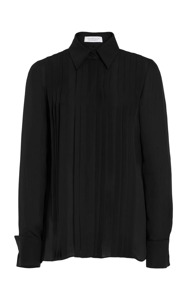 gabriela hearst Aime Shirt in Black Silk Georgette Twill