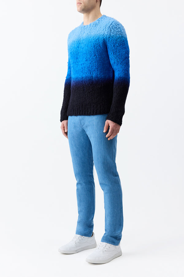 Gabriela Hearst Aion Knit Sweater In Deep Dye Sky Blue Welfat Cashmere