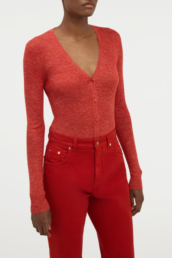 Gabriela Hearst Aiste Knit Cardigan In Antelope Orange Cashmere Silk With Hemp