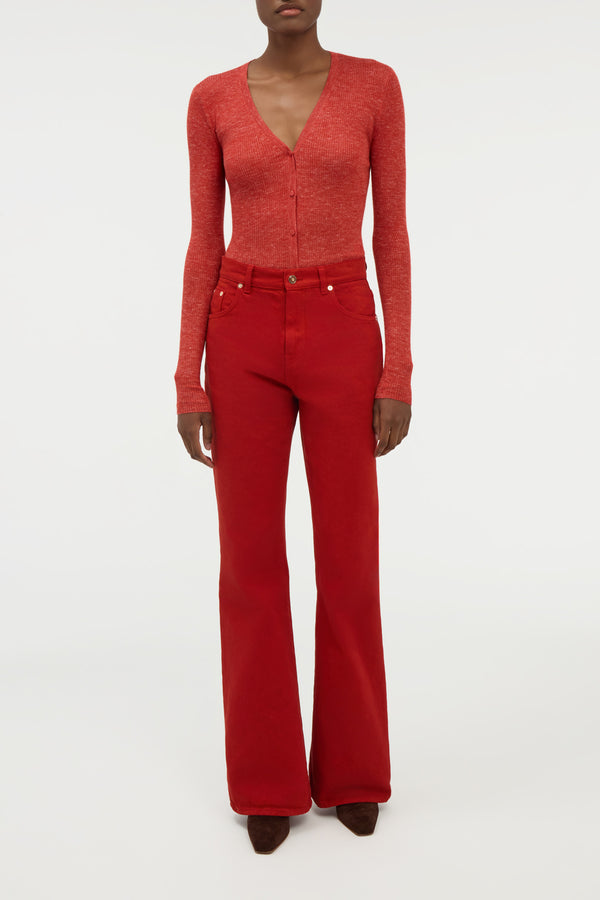 Gabriela Hearst Aiste Knit Cardigan In Antelope Orange Cashmere Silk With Hemp