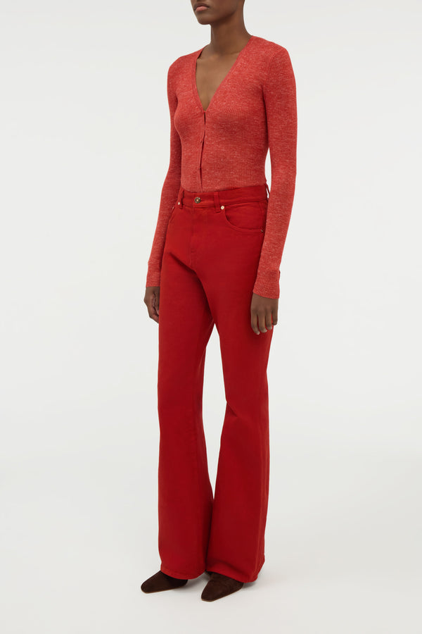 Gabriela Hearst Aiste Knit Cardigan In Antelope Orange Cashmere Silk With Hemp