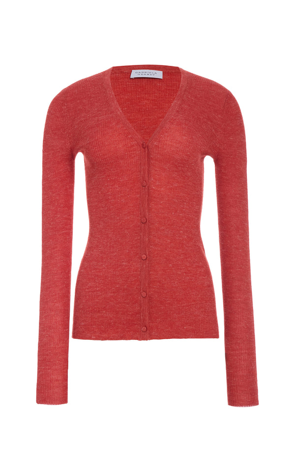 gabriela hearst Aiste Knit Cardigan in Antelope Orange Cashmere Silk with Hemp