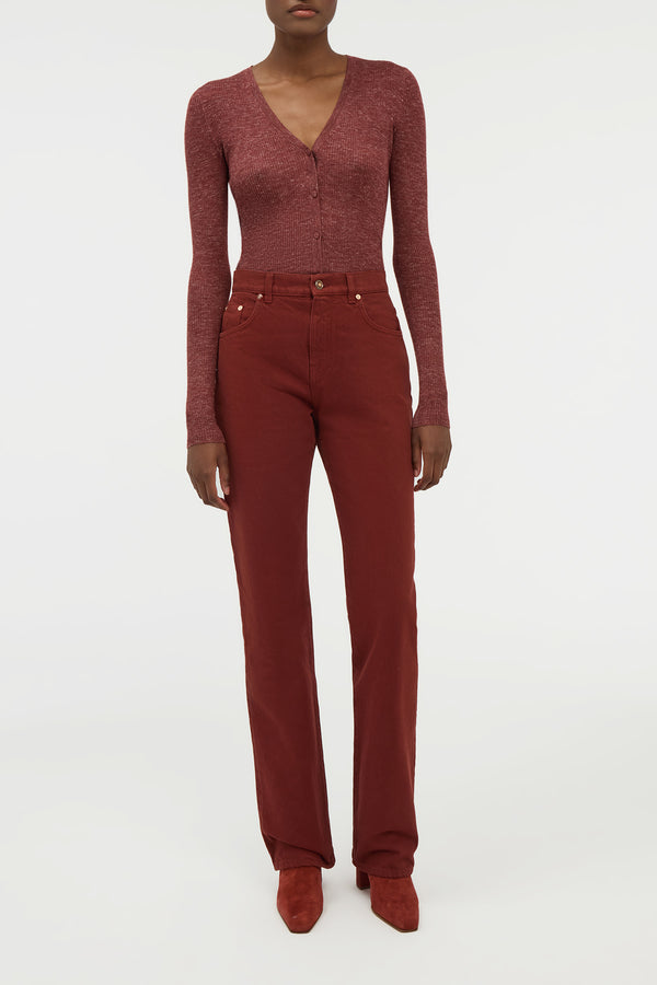 Gabriela Hearst Aiste Knit Cardigan In Burnt Sienna Cashmere Silk With Hemp
