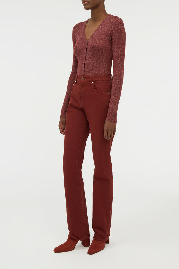 Gabriela Hearst Aiste Knit Cardigan In Burnt Sienna Cashmere Silk With Hemp