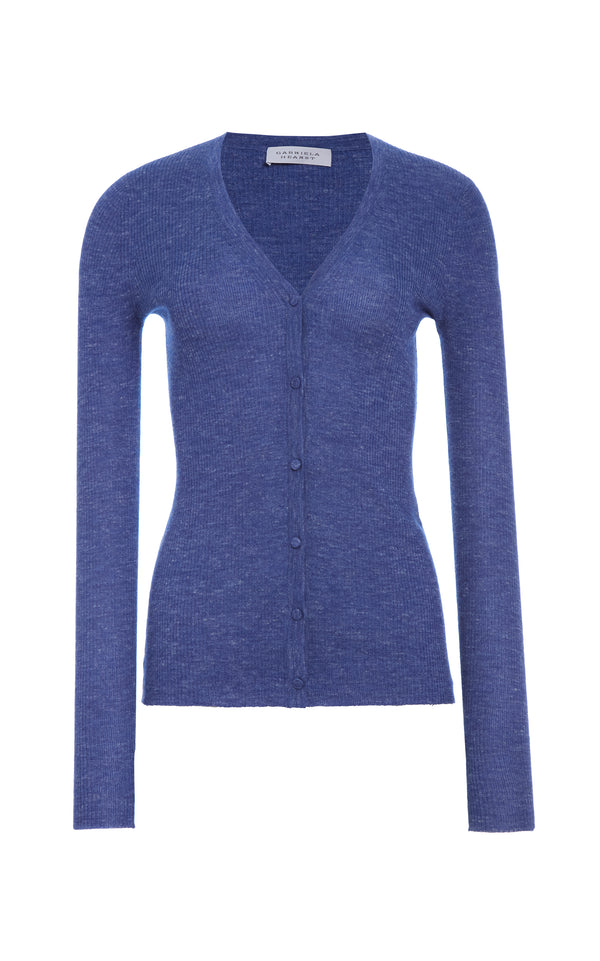 gabriela hearst Aiste Knit Cardigan in Cobalt Cashmere Silk with Hemp