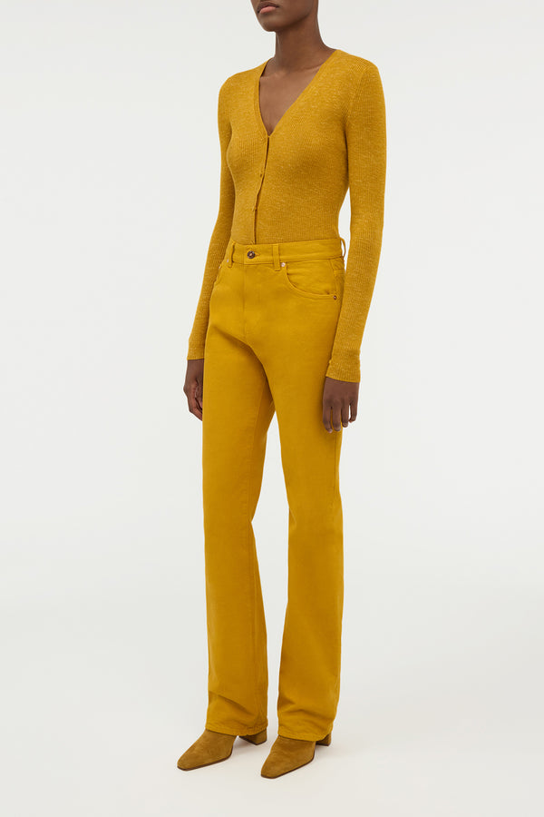 Gabriela Hearst Aiste Knit Cardigan In Golden Birch Cashmere Silk With Hemp