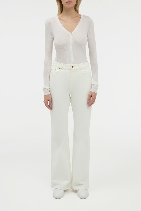 Gabriela Hearst Aiste Knit Cardigan In Ivory Cashmere Silk With Hemp