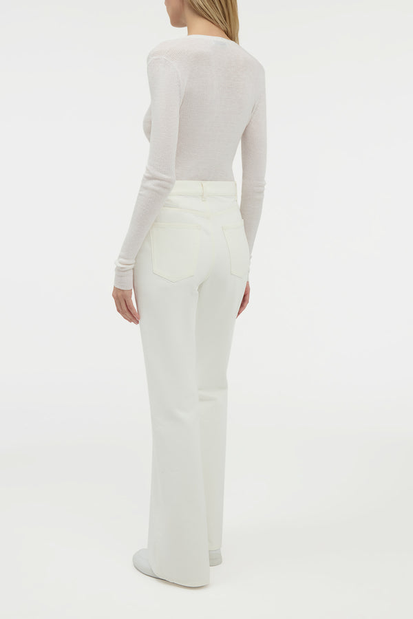 Gabriela Hearst Aiste Knit Cardigan In Ivory Cashmere Silk With Hemp