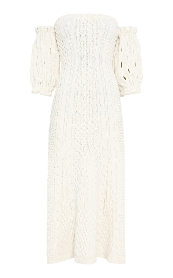 gabriela hearst Alastor Knit Maxi Dress in Ivory Wool Cashmere