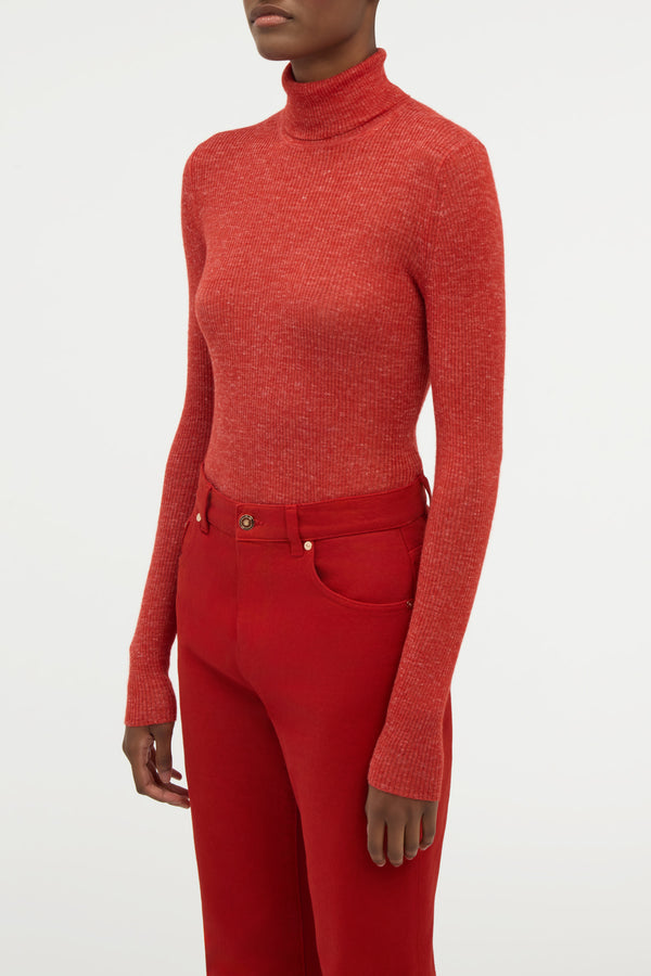 Gabriela Hearst Aldona Knit Turtleneck In Antelope Orange Cashmere Silk With Hemp