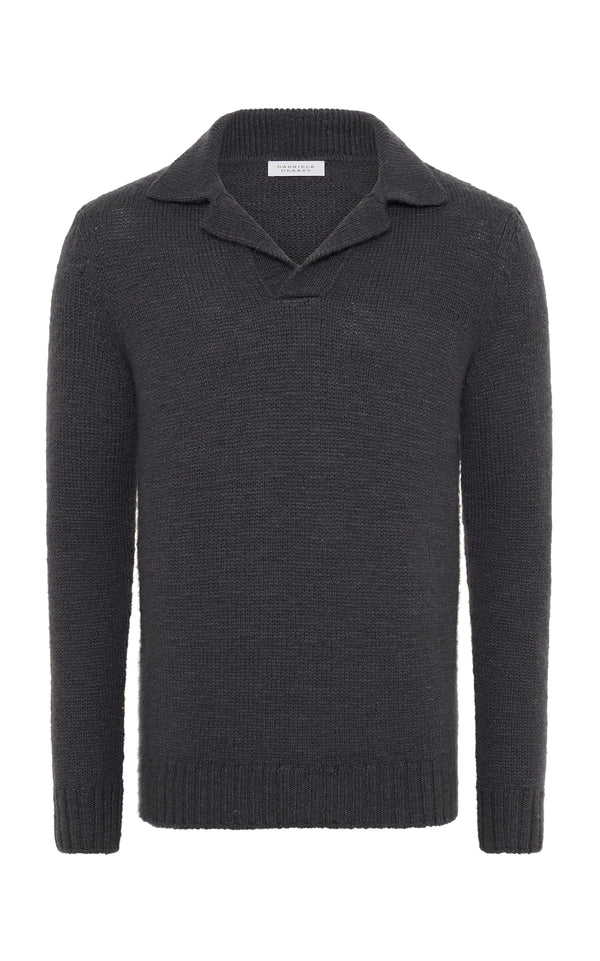 gabriela hearst Aled Knit Polo in Charcoal Cashmere