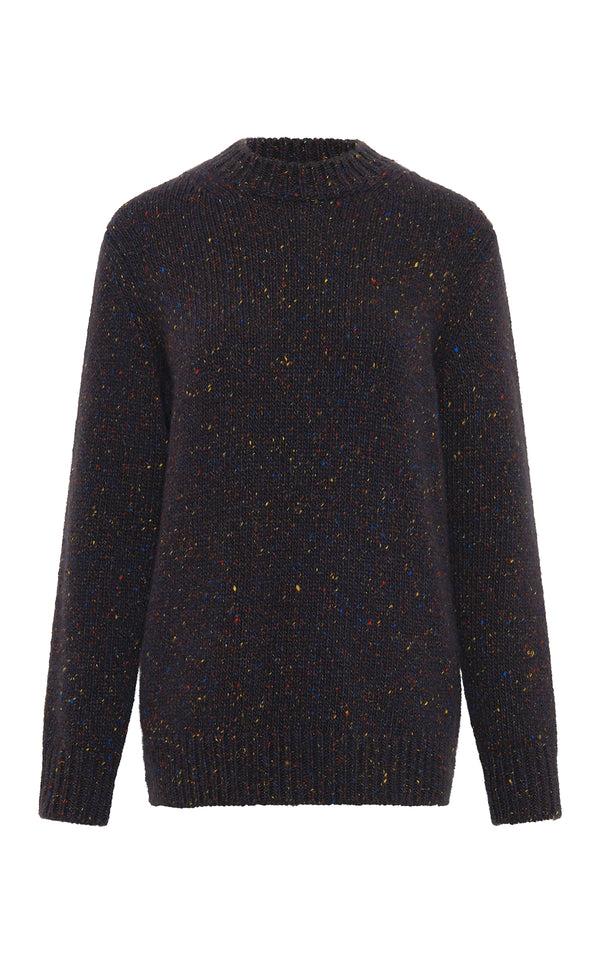 gabriela hearst Alfie Knit Sweater in Charcoal Multi Speckle Cashmere