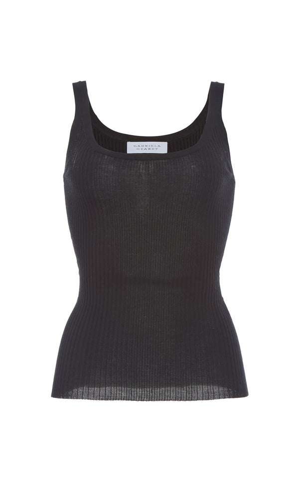 gabriela hearst Alicia Knit Tank Top in Black Merino Wool