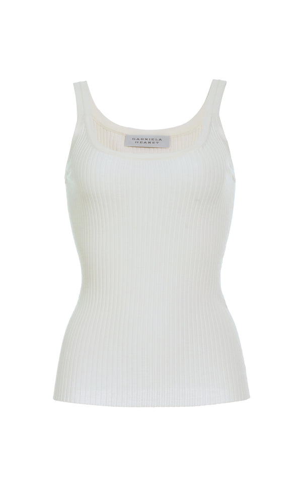 gabriela hearst Alicia Knit Tank Top in Ivory Merino Wool