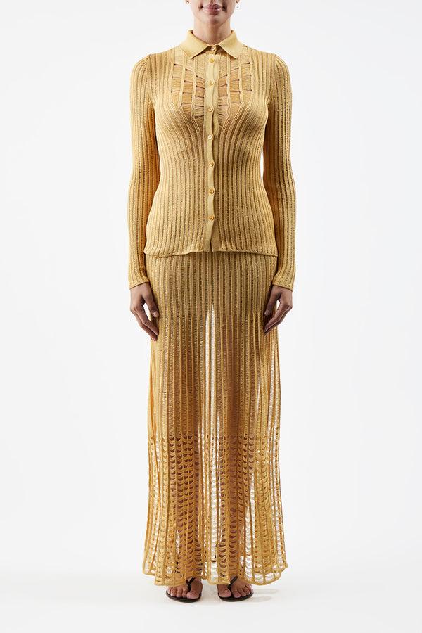 Gabriela Hearst Althea Knit Maxi Skirt In Gold Shappe Silk