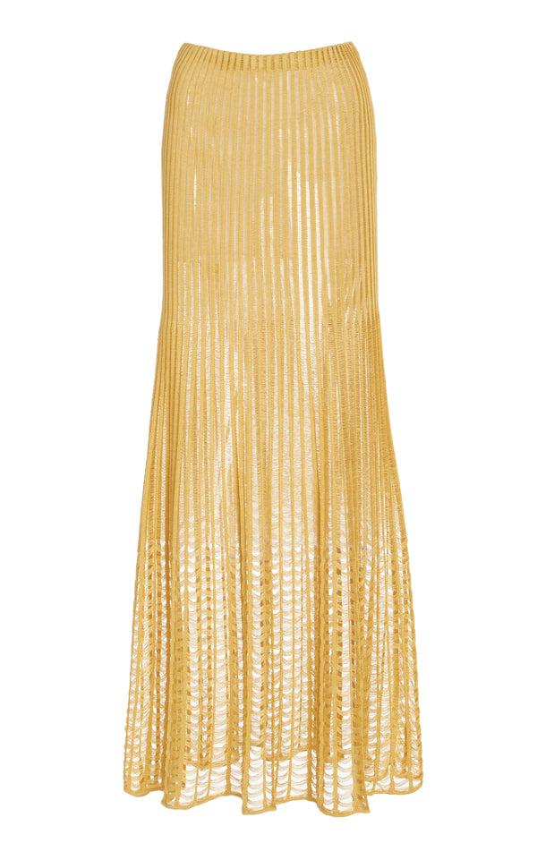 gabriela hearst Althea Knit Maxi Skirt in Gold Shappe Silk