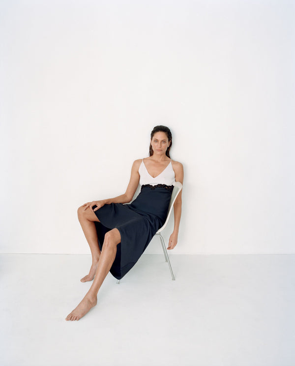 Gabriela Hearst Amaryllis Lace Maxi Dress In Dark Navy Silk Wool Cady