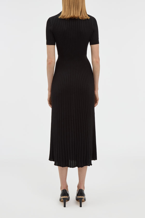 Gabriela Hearst Amor Knit Midi Dress In Black Cashmere Silk