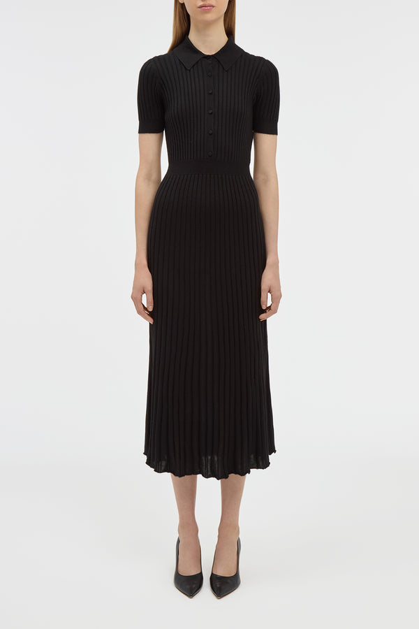 Gabriela Hearst Amor Knit Midi Dress In Black Cashmere Silk