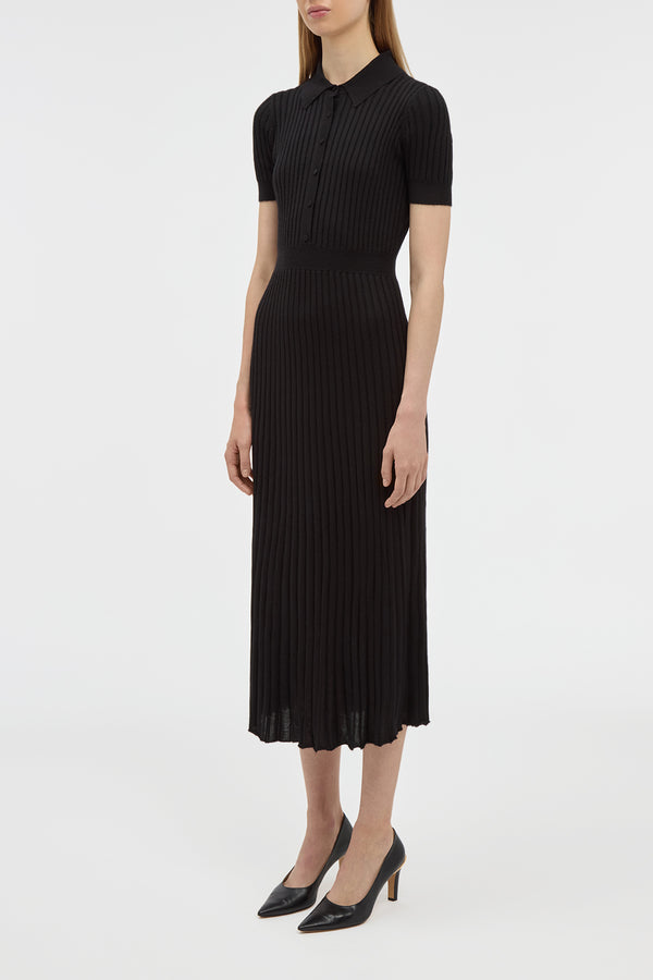 Gabriela Hearst Amor Knit Midi Dress In Black Cashmere Silk
