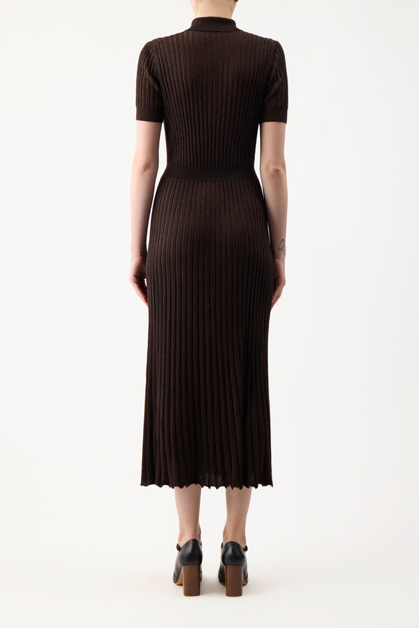Gabriela Hearst Amor Knit Midi Dress In Chocolate Cashmere Silk