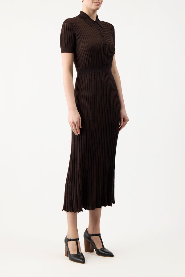 Gabriela Hearst Amor Knit Midi Dress In Chocolate Cashmere Silk
