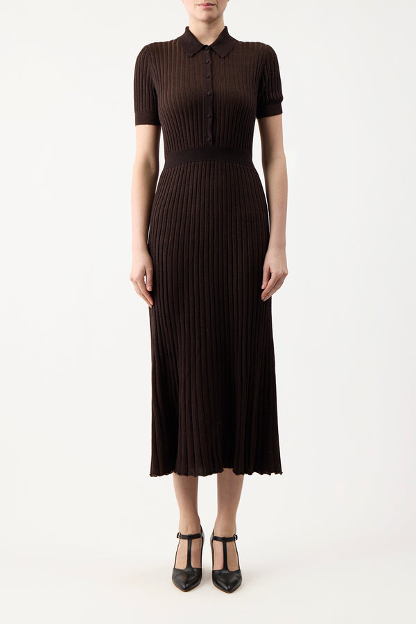 Gabriela Hearst Amor Knit Midi Dress In Chocolate Cashmere Silk