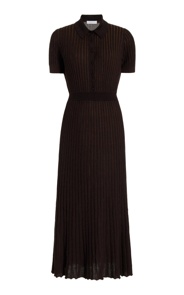 gabriela hearst Amor Knit Midi Dress in Chocolate Cashmere Silk