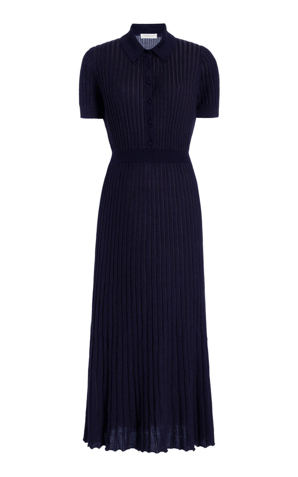 gabriela hearst Amor Knit Midi Dress in Dark Navy Cashmere Silk