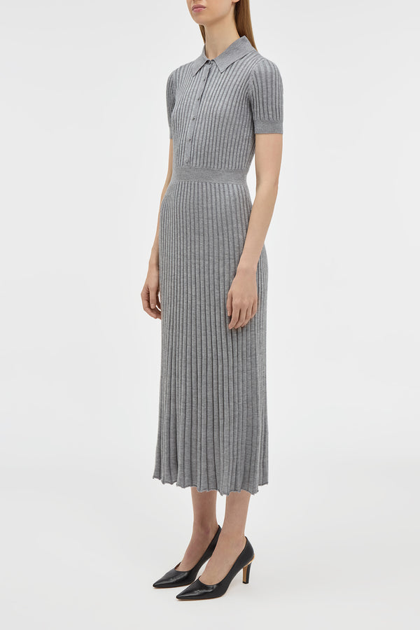Gabriela Hearst Amor Knit Midi Dress In Heather Grey Cashmere Silk