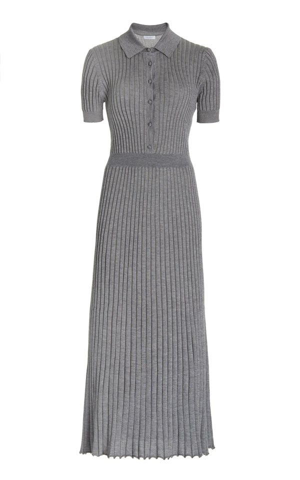 gabriela hearst Amor Knit Midi Dress in Heather Grey Cashmere Silk