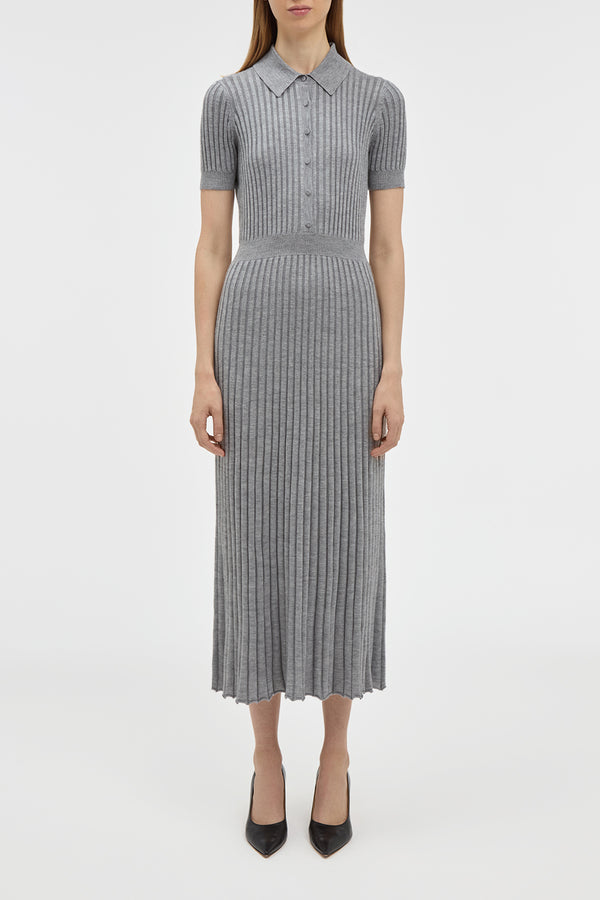 Gabriela Hearst Amor Knit Midi Dress In Heather Grey Cashmere Silk
