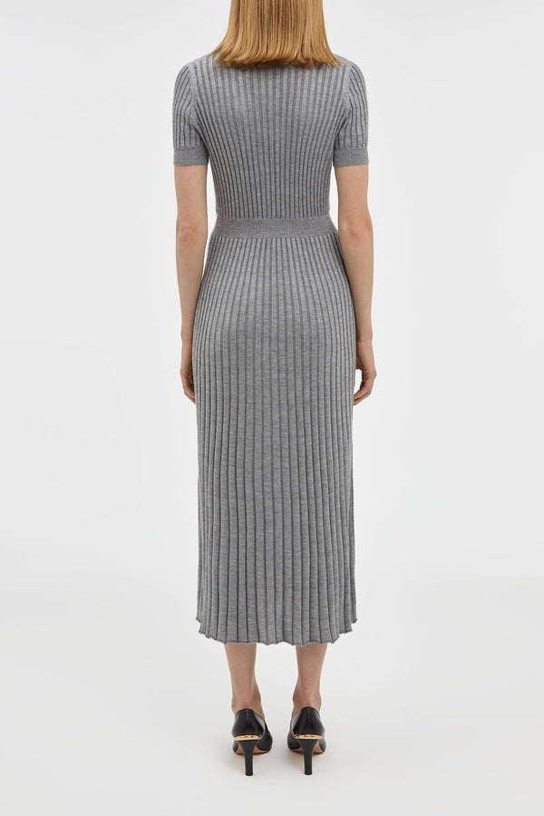 Gabriela Hearst Amor Knit Midi Dress In Heather Grey Cashmere Silk