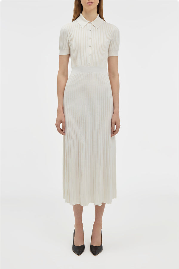 Gabriela Hearst Amor Knit Midi Dress In Ivory Cashmere Silk