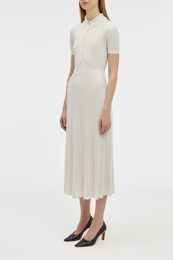 Gabriela Hearst Amor Knit Midi Dress In Ivory Cashmere Silk