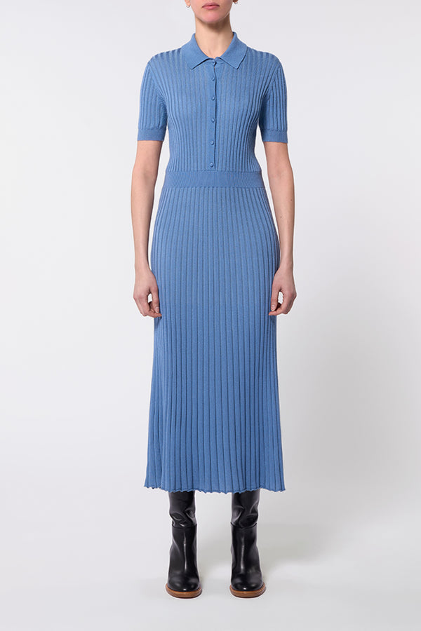 Gabriela Hearst Amor Knit Midi Dress In Light Blue Denim Cashmere Silk