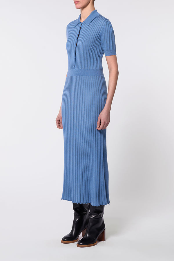Gabriela Hearst Amor Knit Midi Dress In Light Blue Denim Cashmere Silk