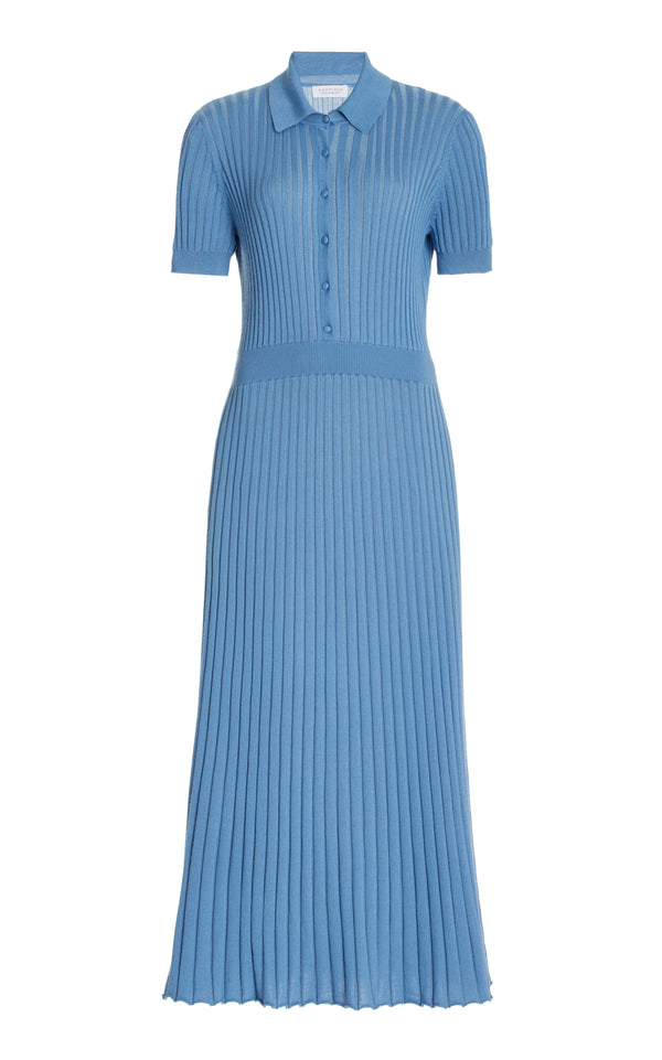 gabriela hearst Amor Knit Midi Dress in Light Blue Denim Cashmere Silk