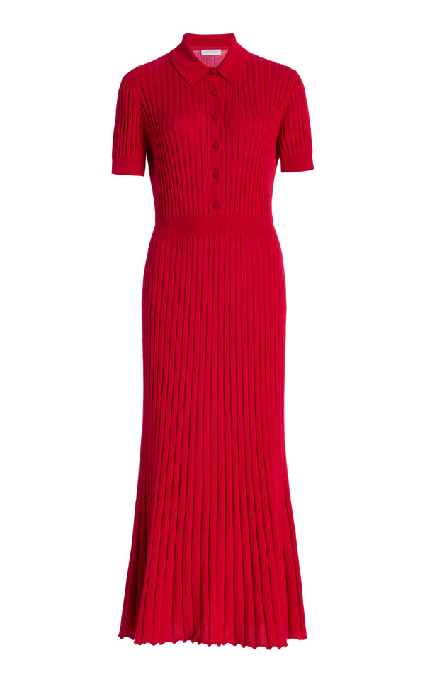 gabriela hearst Amor Knit Midi Dress in Scarlet Red Cashmere Silk