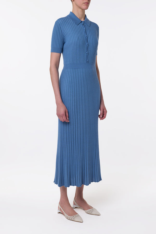 Gabriela Hearst Amor Knit Midi Dress In Sky Cashmere Silk