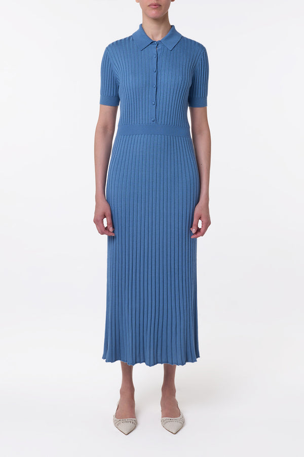 Gabriela Hearst Amor Knit Midi Dress In Sky Cashmere Silk