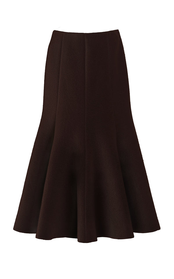 gabriela hearst Amy Midi Skirt in Chocolate Double-Face Recycled Cashmere Felt
