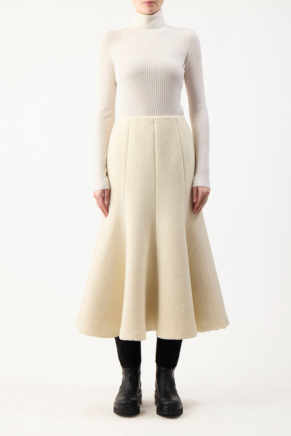 Gabriela Hearst Amy Midi Skirt In Ivory Double-Face Recycled Cashmere Felt