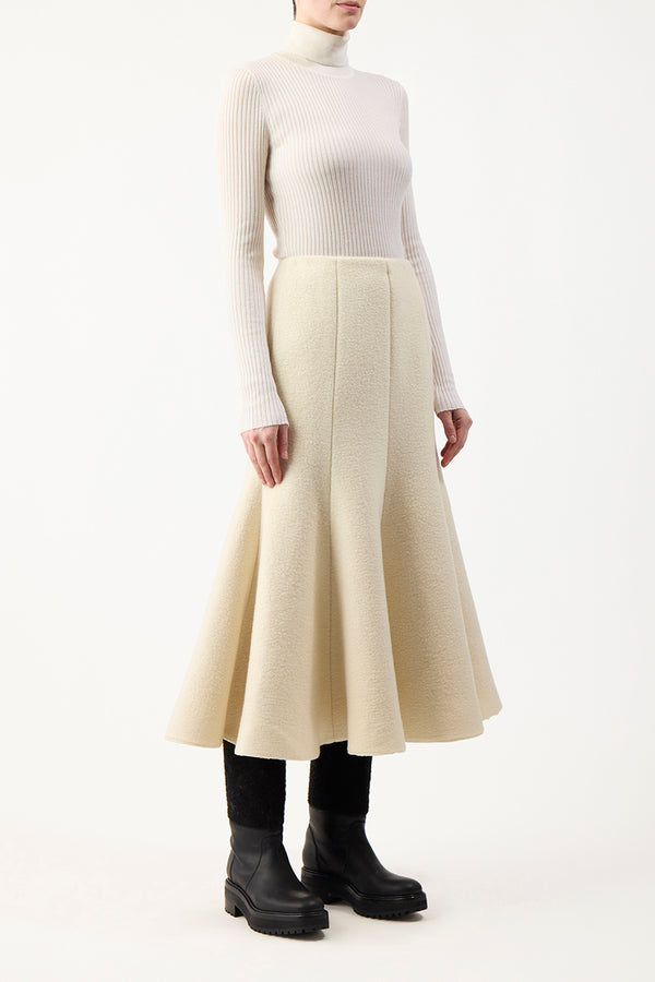 Gabriela Hearst Amy Midi Skirt In Ivory Double-Face Recycled Cashmere Felt